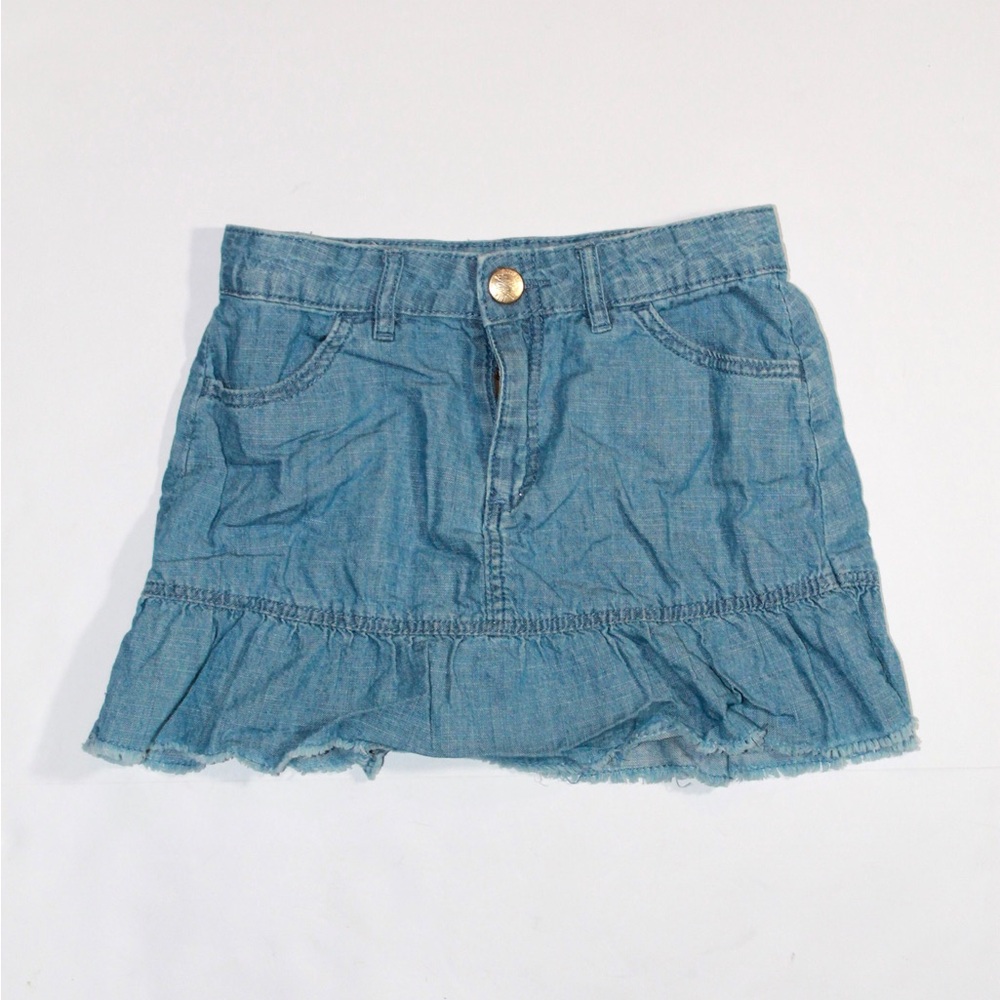 H&M Girls Light Blue Denim Ruffle Mini Skirt